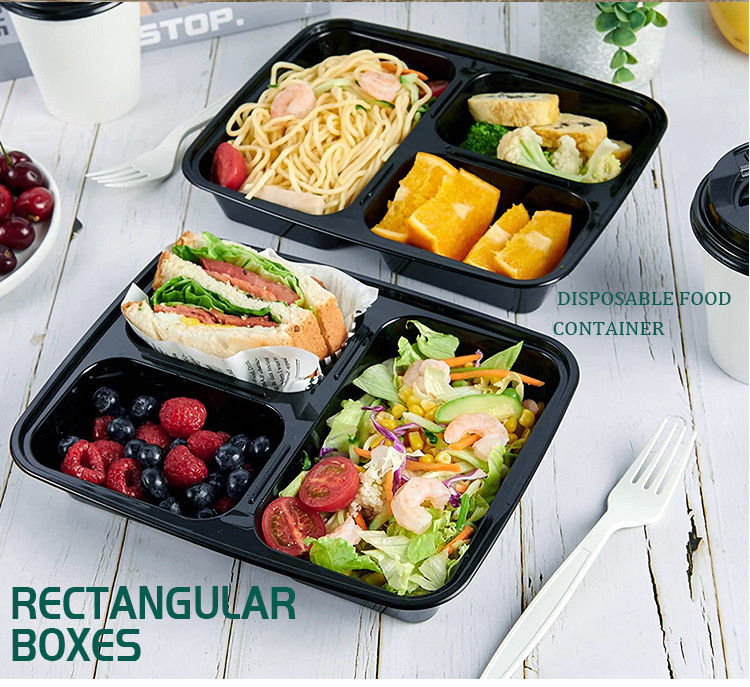 Các thùng đồ ăn bằng nhựa dùng một lần để ăn trưa tùy chỉnh có sẵn trong 2 đến 8 ngăn