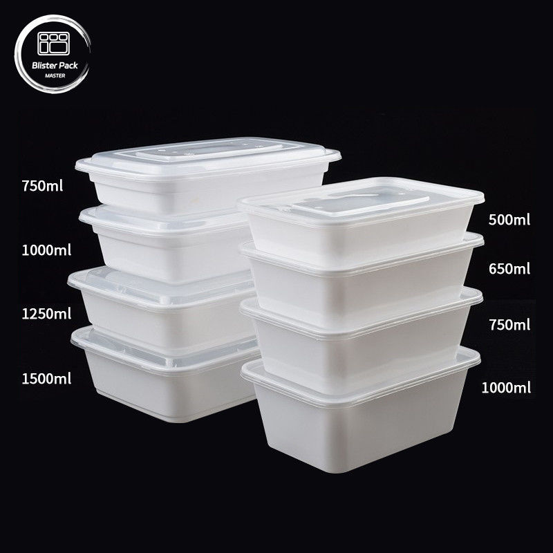 Microwave PP hộp bento nhựa dùng một lần với nắp Clea đa kích thước 500ml đến 1500ml