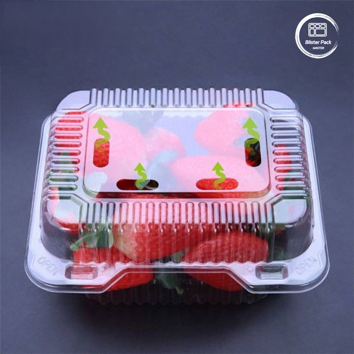 OEM/ODM Clamshell Thẻ dùng một lần trái cây và thùng chứa rau xanh PET rõ ràng Nhựa chất lượng thực phẩm