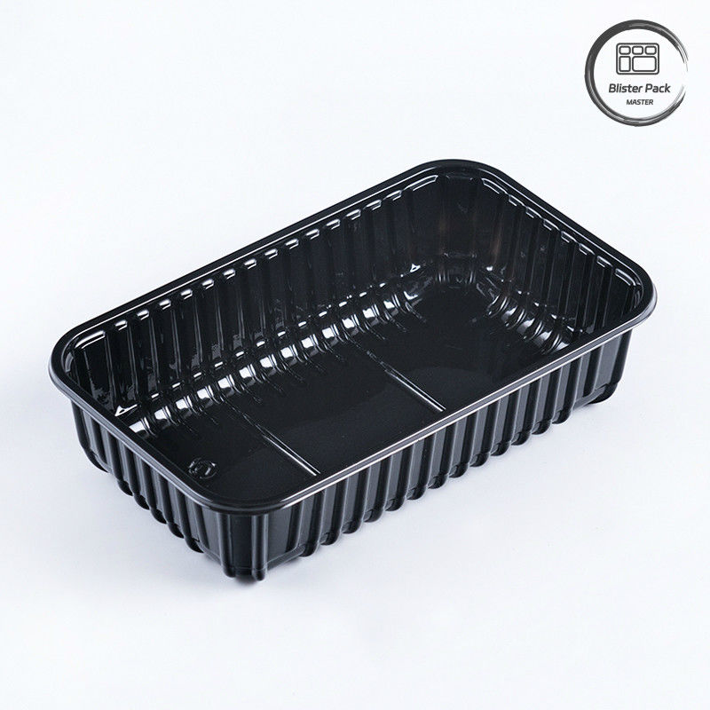 Siêu thị Chili Thẻ nhựa dùng một lần sâu hình chữ nhật trái cây đen Thùng chứa rau quả tươi đóng gói Thẻ thực phẩm