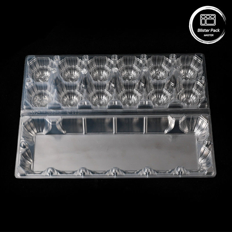Lỗ hút bụi hình thành 12-slot bền PET trứng Blister Tray Một lần sử dụng nhựa lưới Tray với nắp