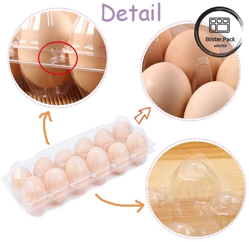 12 lỗ nhựa Transparent bền trứng Blister Tray Cartons cho bao bì an toàn
