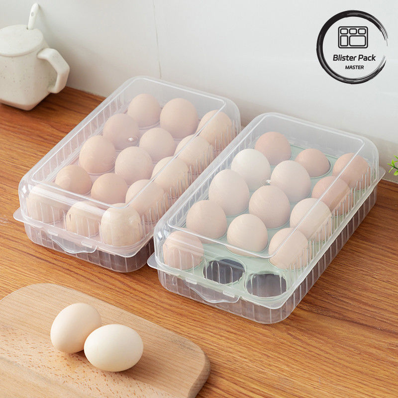 Chất chứa trứng bằng nhựa trong suốt có thể xếp chồng lên nhau với nắp 10/15 lưới tủ lạnh thùng chứa nhựa an toàn cho nhà bếp