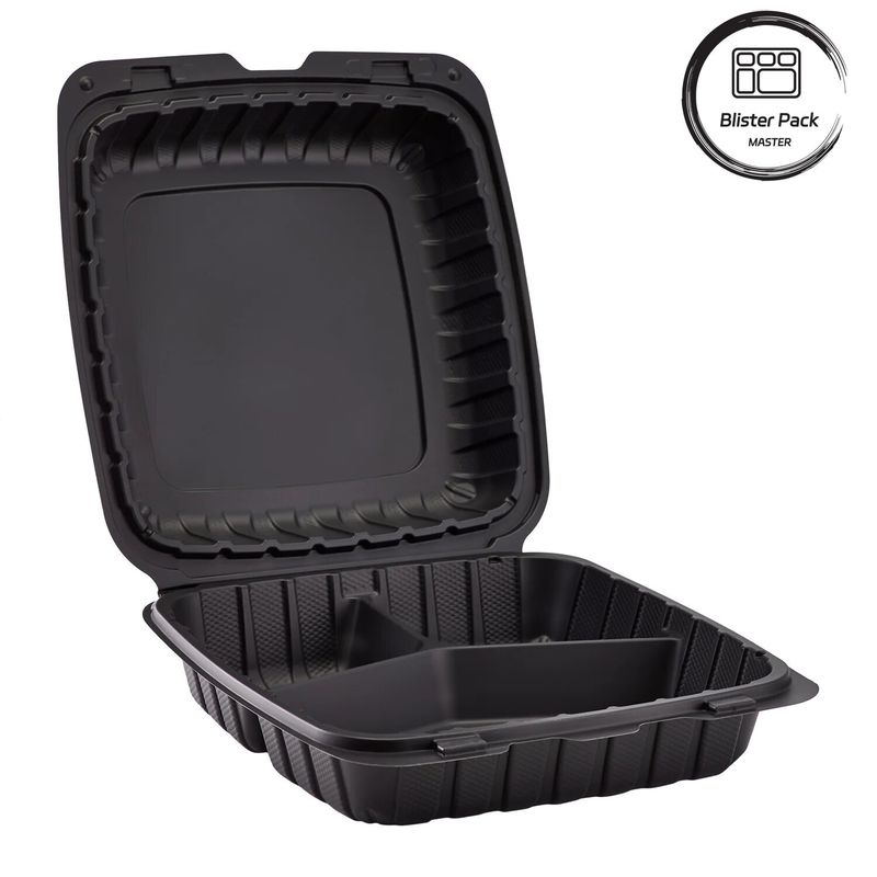 3 khoang thermforming nhựa mang ra thùng chứa vuông cho thức ăn nhanh / bữa ăn nóng