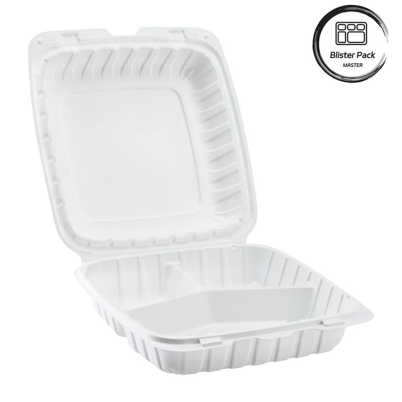 3 khoang thermforming nhựa mang ra thùng chứa vuông cho thức ăn nhanh / bữa ăn nóng