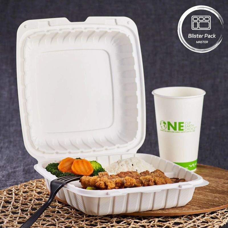 3 khoang thermforming nhựa mang ra thùng chứa vuông cho thức ăn nhanh / bữa ăn nóng