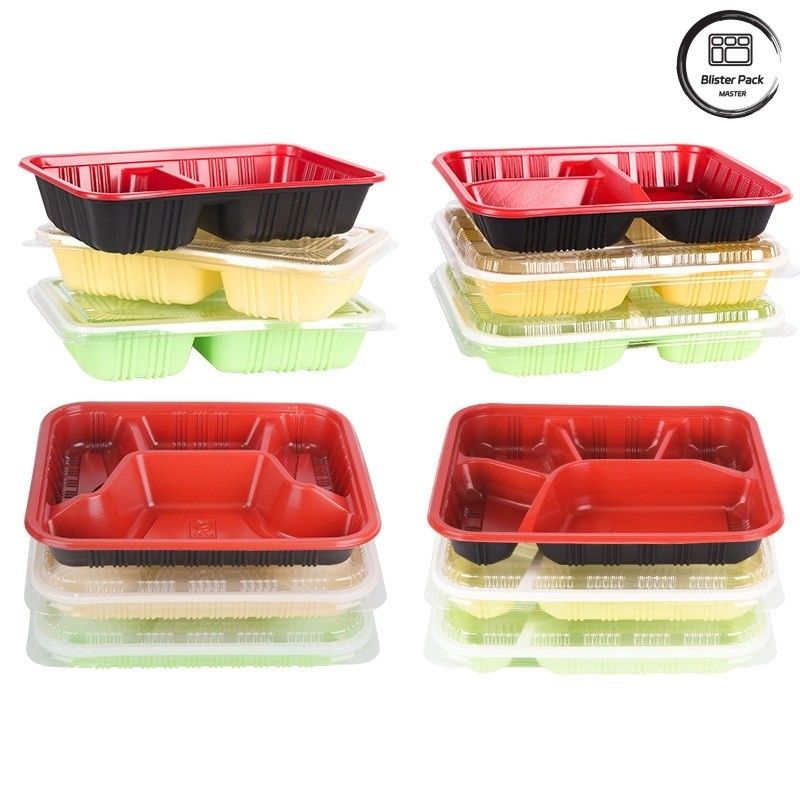 Tương thích với môi trường 3 khoang Bento Box dùng một lần PP nhựa lò vi sóng và tủ lạnh