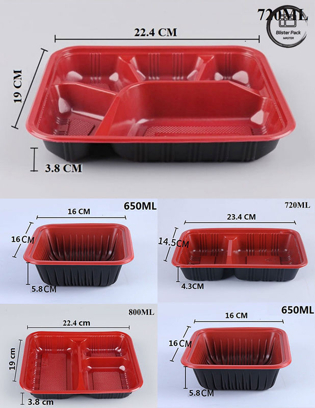 Tương thích với môi trường 3 khoang Bento Box dùng một lần PP nhựa lò vi sóng và tủ lạnh