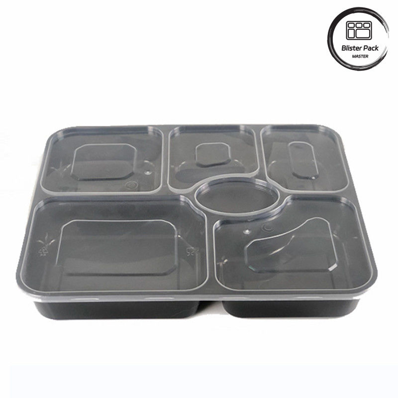 Hỗn hợp thực phẩm bằng nhựa trong suốt 6 khoang hộp bento dùng một lần cho khách sạn và sự kiện