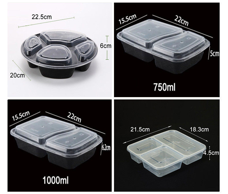 Hỗn hợp thực phẩm bằng nhựa trong suốt 6 khoang hộp bento dùng một lần cho khách sạn và sự kiện