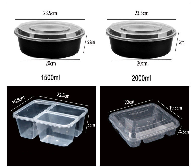 Hỗn hợp thực phẩm bằng nhựa trong suốt 6 khoang hộp bento dùng một lần cho khách sạn và sự kiện