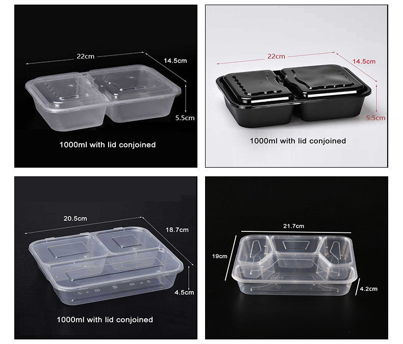 Hỗn hợp thực phẩm bằng nhựa trong suốt 6 khoang hộp bento dùng một lần cho khách sạn và sự kiện