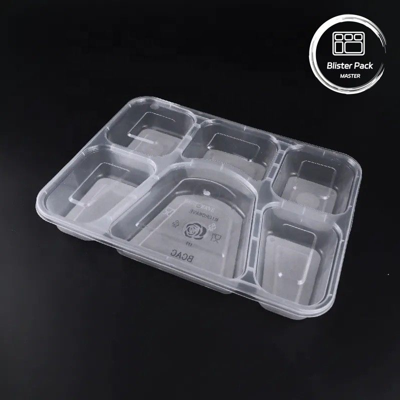 Các hộp nhựa dùng trong lò vi sóng với 2, 3, 4, 6 khoang hộp đựng thực phẩm dùng một lần hình chữ nhật đen