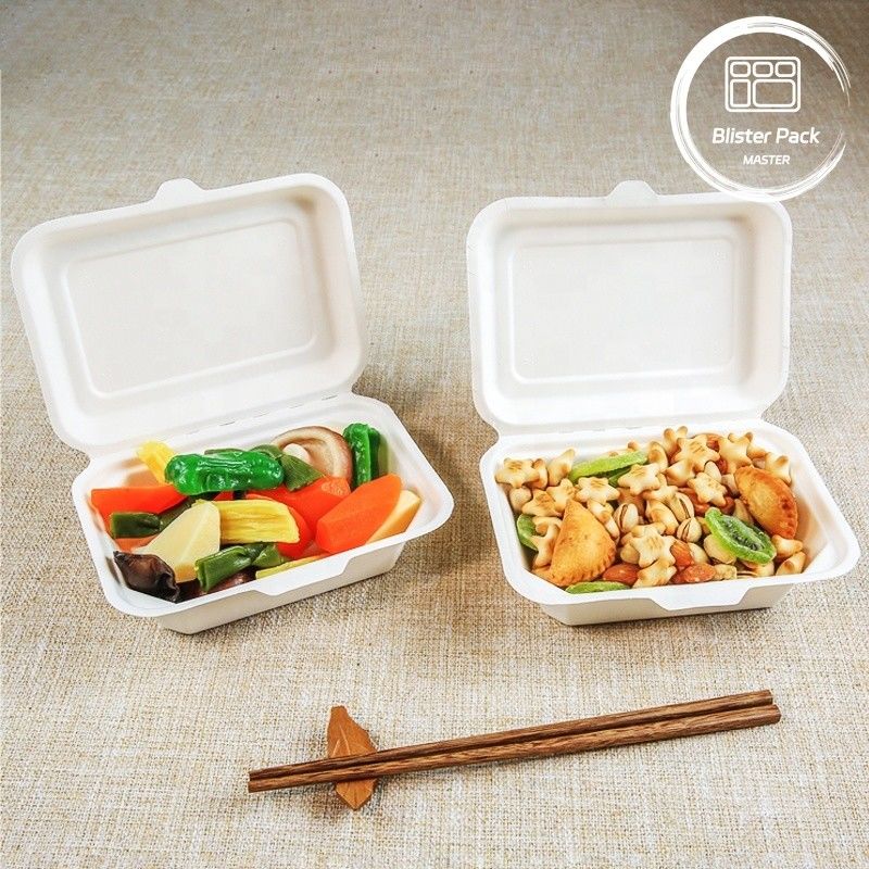 Blister Eco Compostable Clamshell 3 Khu vực Thức ăn trưa dùng một lần