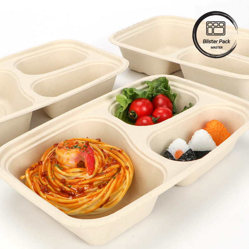 9 inch Canh đường Bagasse Clamshell hộp ăn trưa Một lần sử dụng và phân hủy sinh học hộp đựng thực phẩm cho burger và bánh