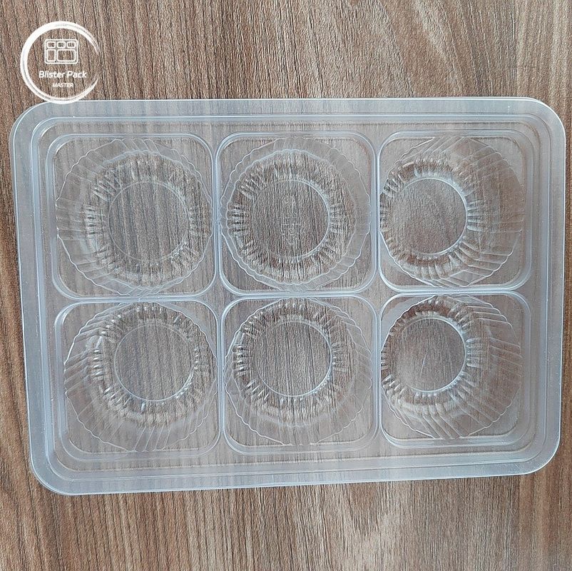 Thẻ nhựa PP trong suốt có thể dùng một lần, bao bì 6 lỗ cho sô cô la, kẹo, bánh trăng, bánh muffin và bánh nướng