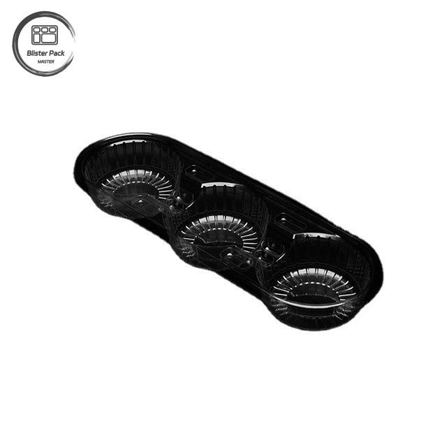 PET dày một lần dùng Transparent Takeout Tray với 3 phần cầm cốc cà phê, Thẻ nhựa cho sữa chua và đồ uống