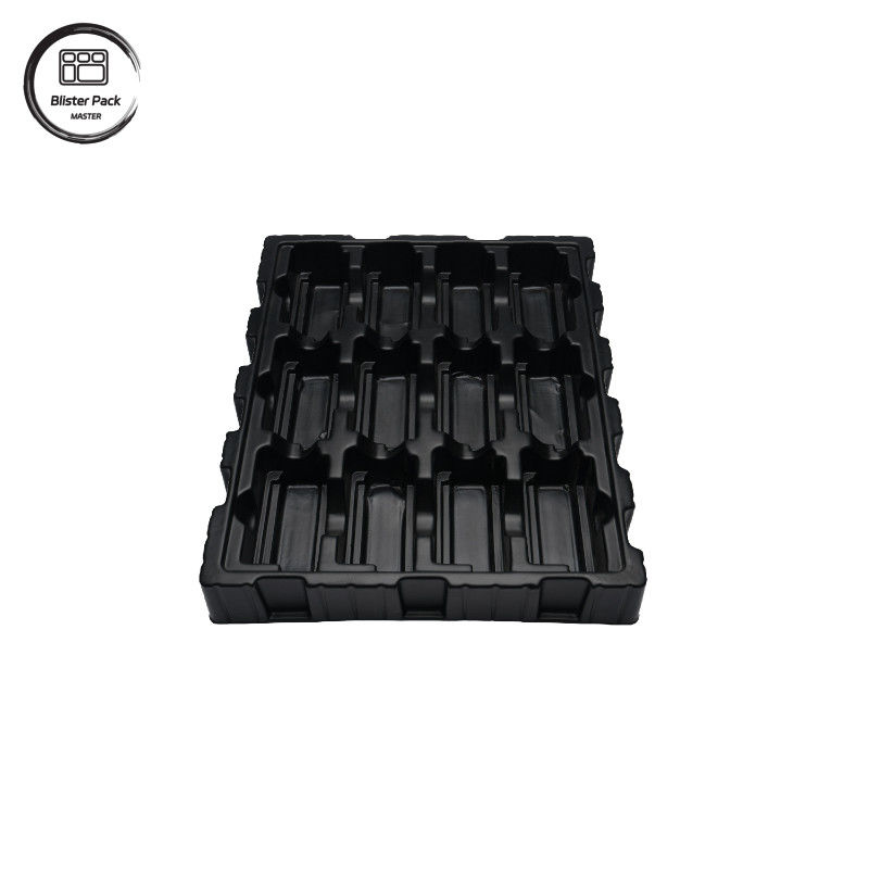 Thẻ điện tử chống tĩnh PS màu đen tùy chỉnh, bao bì ESD Blister cho PCB và các thành phần điện tử