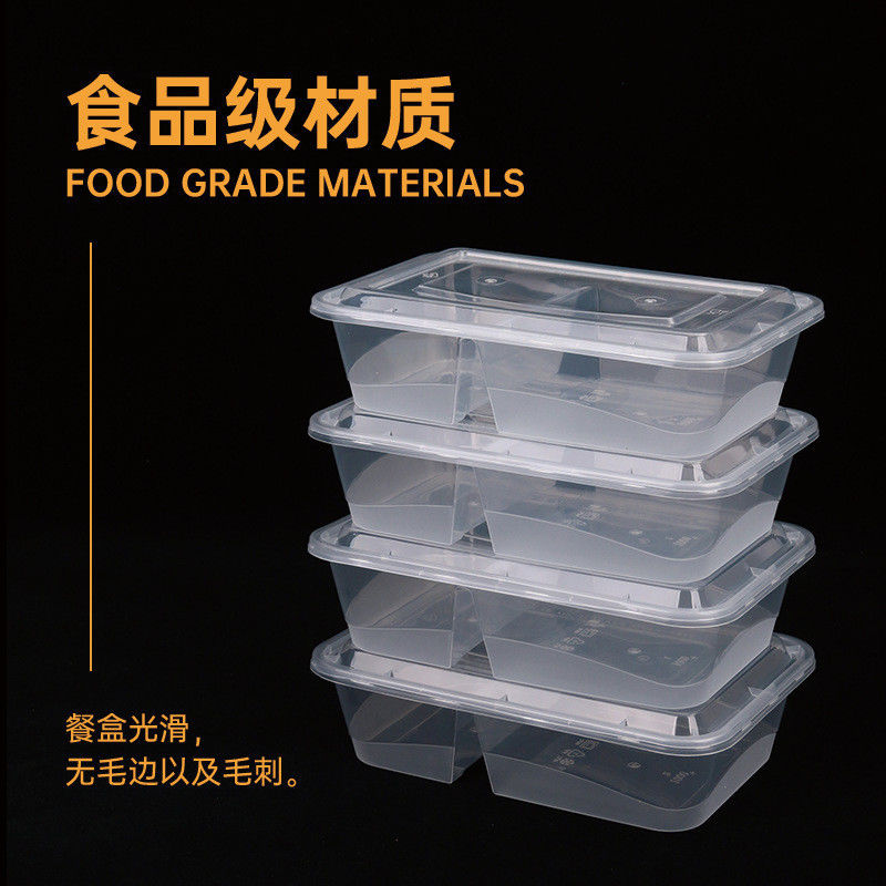 Một lần sử dụng hai ngăn chứa thực phẩm hộp ăn trưa bento nhựa PP để đặt hàng tùy chỉnh